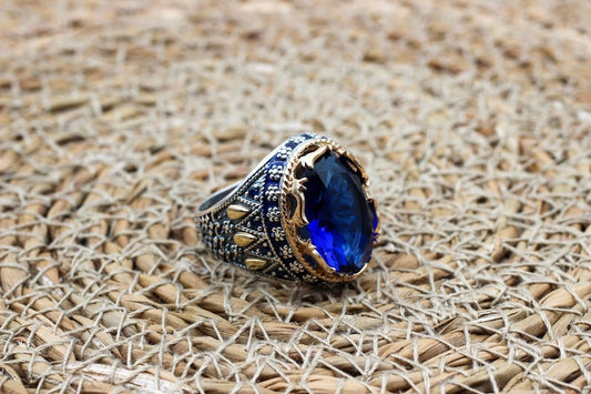 Sapphire Ring Silver-Crystal Glow