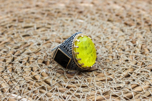 Tourmaline Silver Ring-Neon Lime