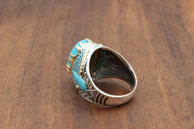 Turquoise Silver ring for Men essence