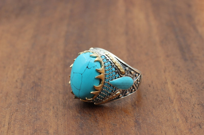 Turquoise Silver ring for Men essence