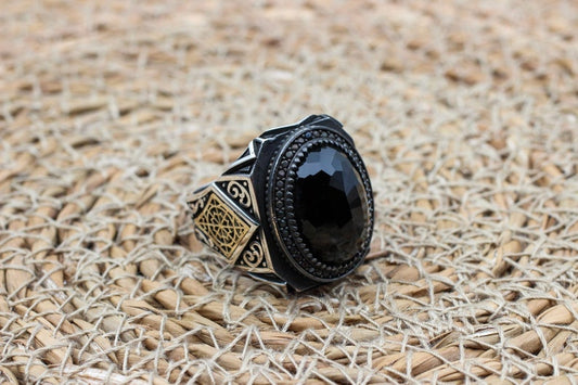 Onyx Silver ring-Humble King