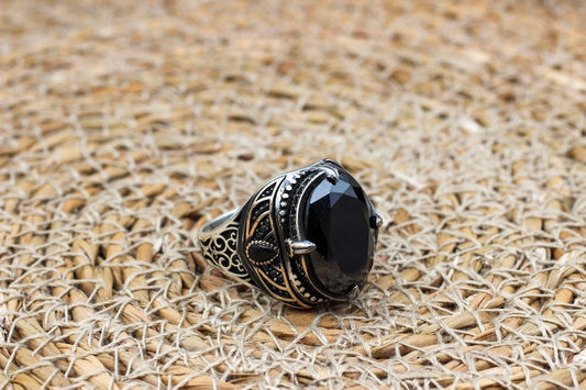 Onyx Silver ring-LuxeInk