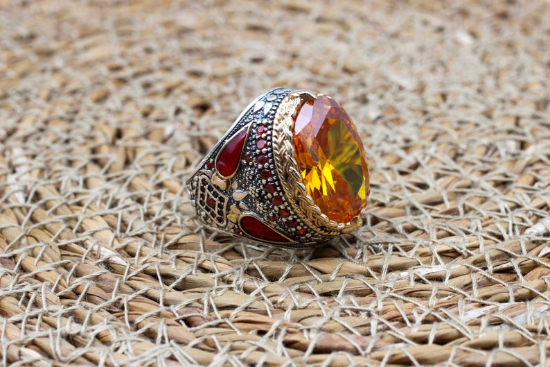 Citrine Silver ring for Men- Turkish2