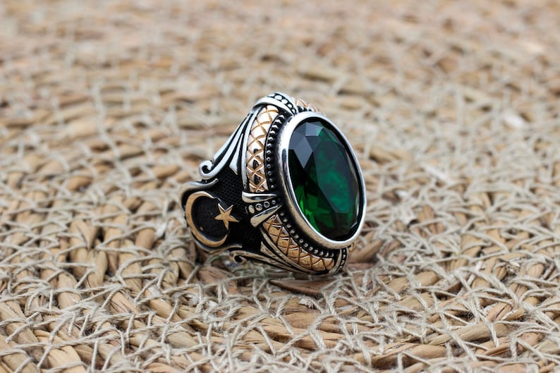 Emerald Silver ring-Turkish