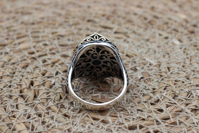 Turquoise Silver ring for Men Peace stone