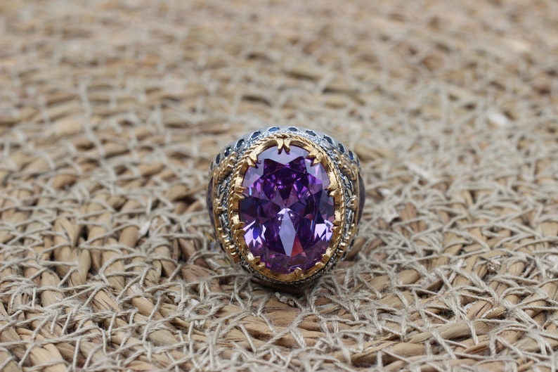 Amethyst Silver ring-Violet crown