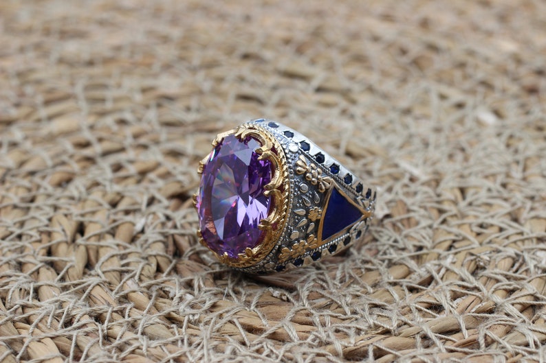 Amethyst Silver ring-Violet crown