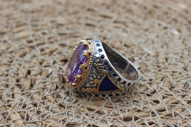 Amethyst Silver ring-Violet crown