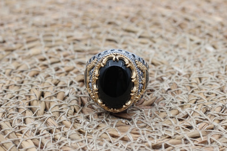 Onyx Silver ring-Black Crown