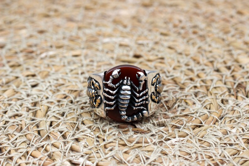 Aqeeq Silver ring for Men Scorpion