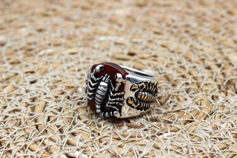 Aqeeq Silver ring for Men Scorpion