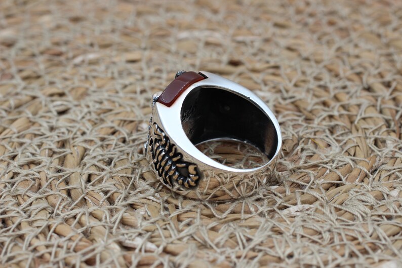 Aqeeq Silver ring for Men Scorpion