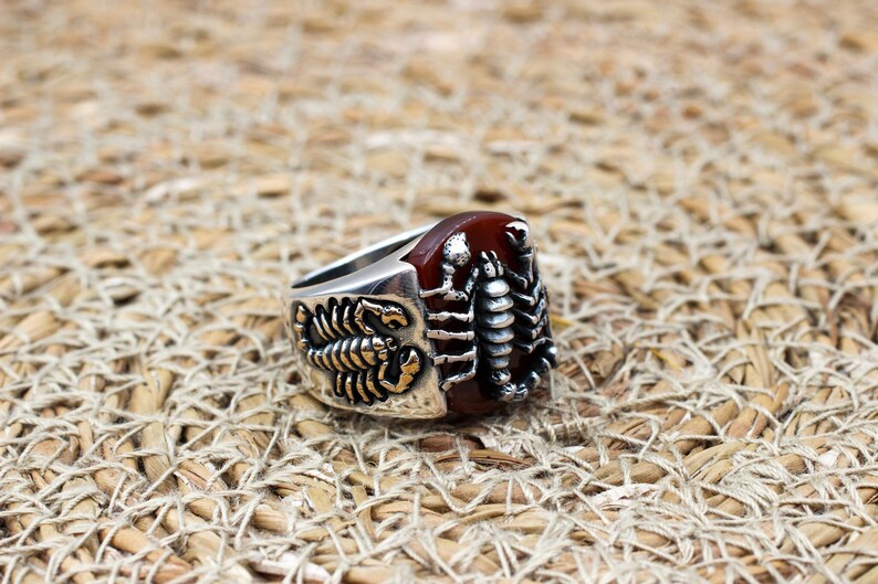 Aqeeq Silver ring for Men Scorpion