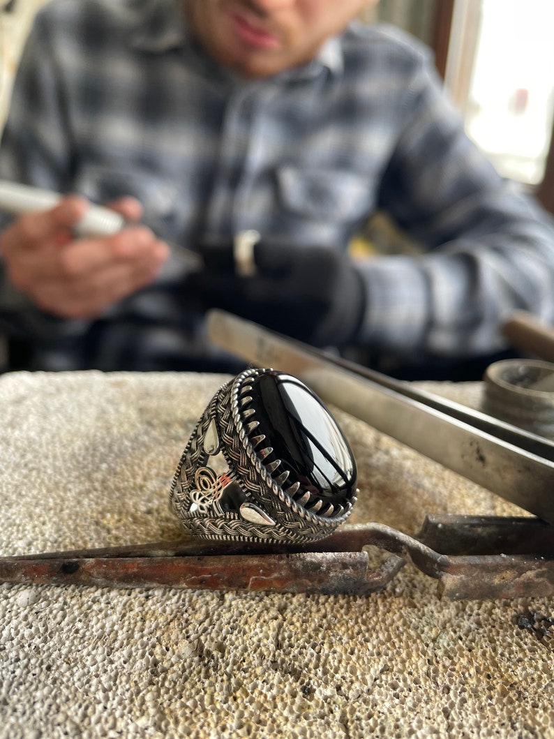 Onyx Silver Ring - Ottoman Design