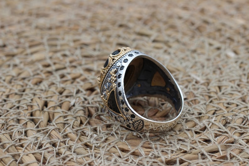 Onyx Silver ring-Black Crown