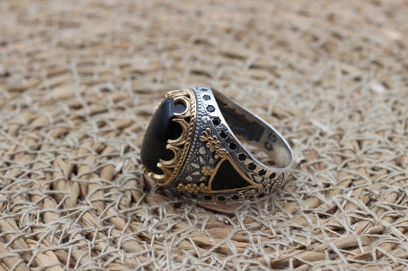 Onyx Silver ring-Black Crown