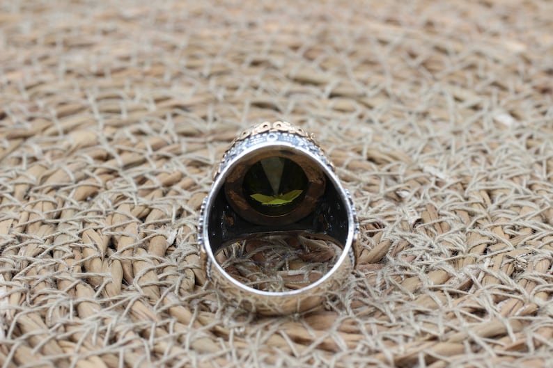 Peridot  Silver ring for Men-Seal of sultan