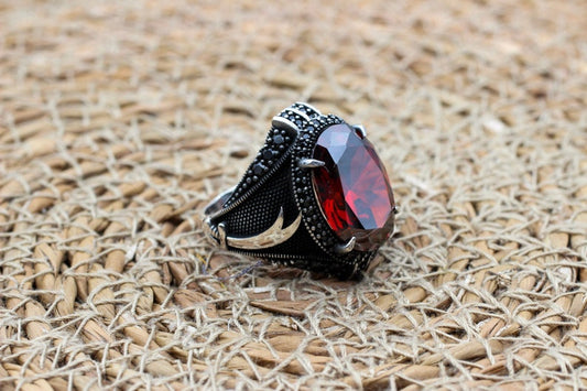 Ruby Silver Ring-Blade of warrior