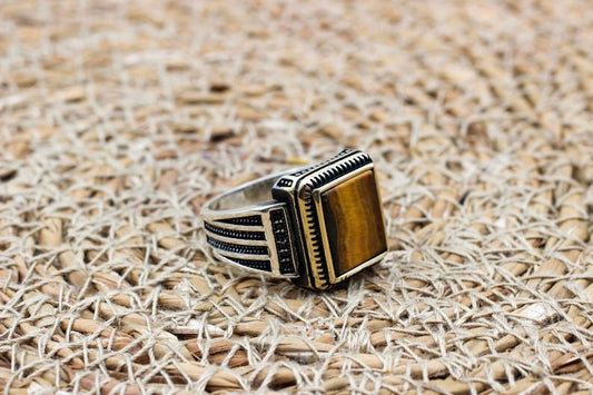 Tiger eye Silver ring for Men Serene Balance