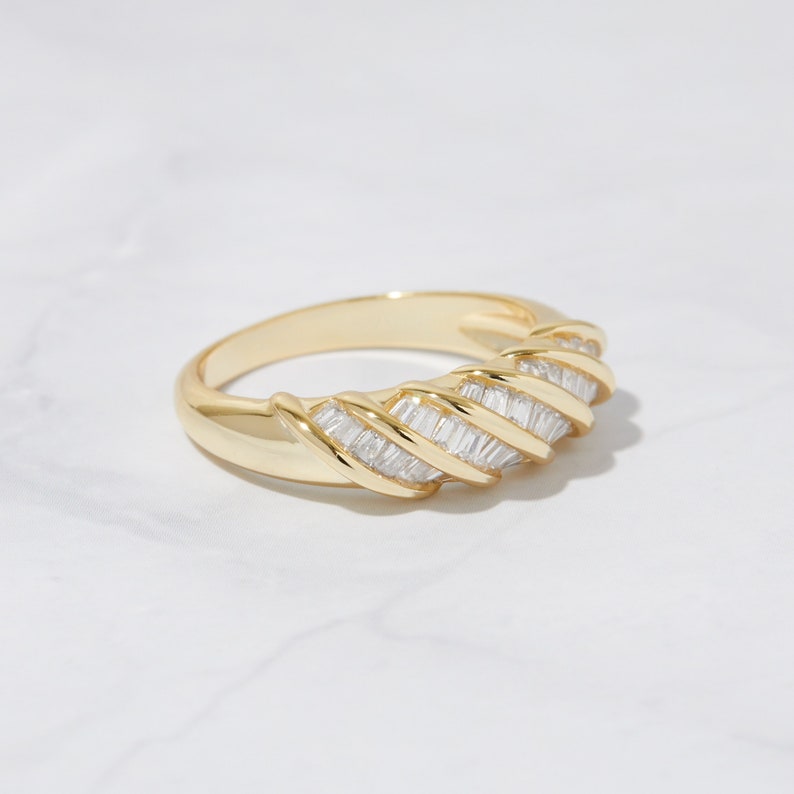 Twisted Dome Gold Plated CZ diamond ring