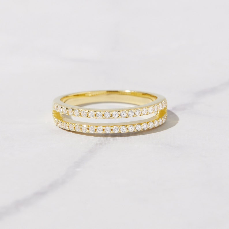 Double Band Gold Plated CZ diamond ring