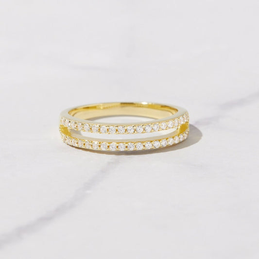 Double Band Gold Plated CZ diamond ring