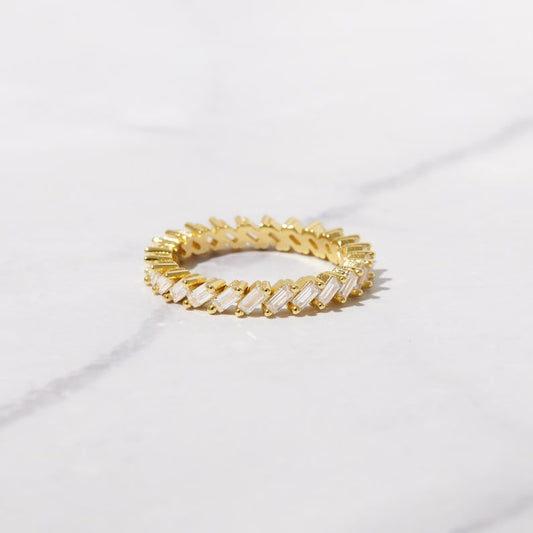 Baguette Gold Plated CZ diamond ring