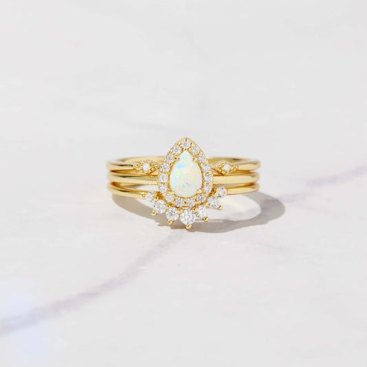 Opal Queen Gold Plated CZ diamond ring