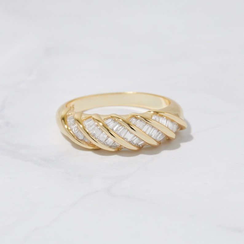 Twisted Dome Gold Plated CZ diamond ring