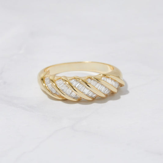 Twisted Dome Gold Plated CZ diamond ring