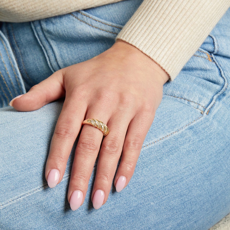 Twisted Dome Gold Plated CZ diamond ring