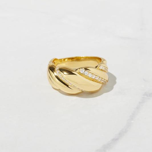 Croissant Gold Plated CZ diamond ring