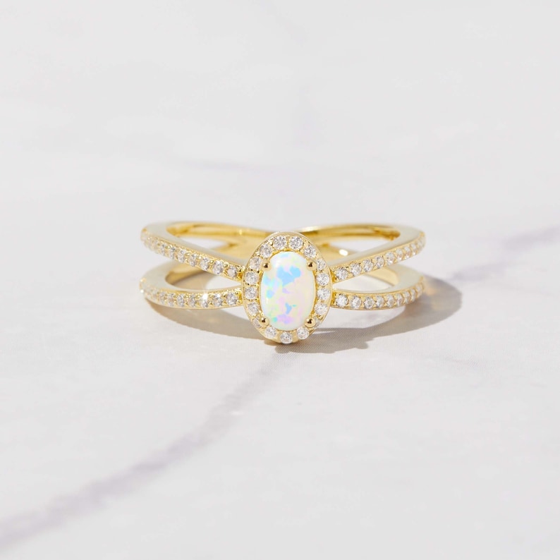 Opal Butterfly Gold Plated CZ diamond ring