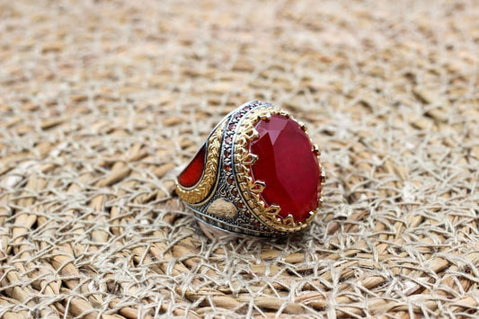 Ruby Silver Ring-Raw Stone