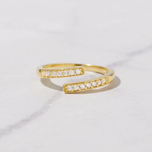 Spiral Gold Plated CZ diamond ring