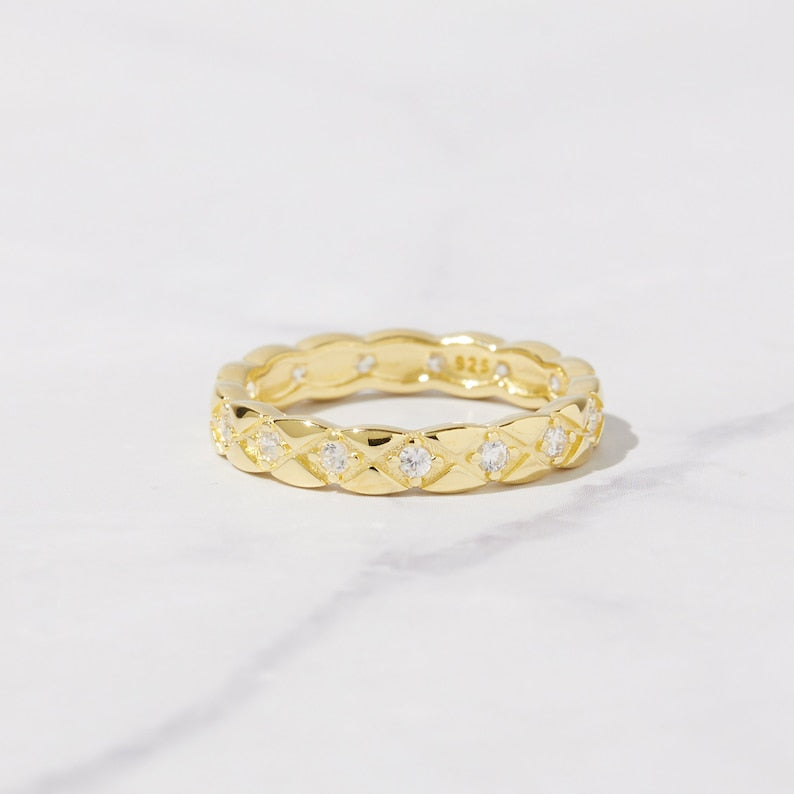 Matrix Gold Plated CZ Diamond ring