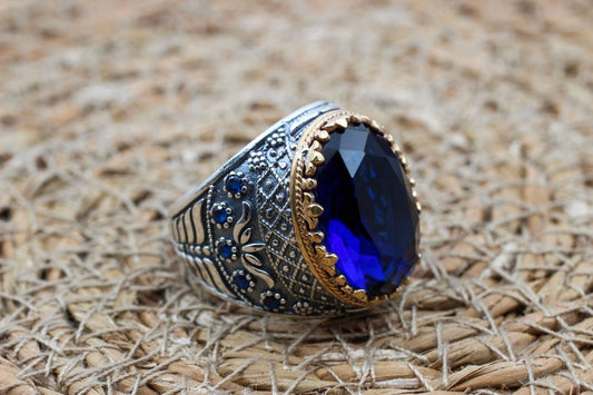 Sapphire Ring Silver-Turkish Design