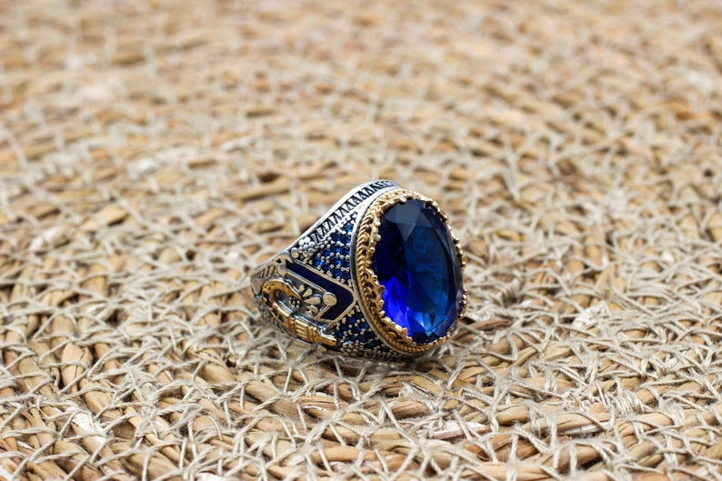 Sapphire Ring Silver-Turkish Dagger