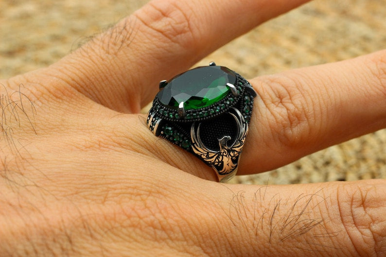 Emerald Silver ring-Hunter