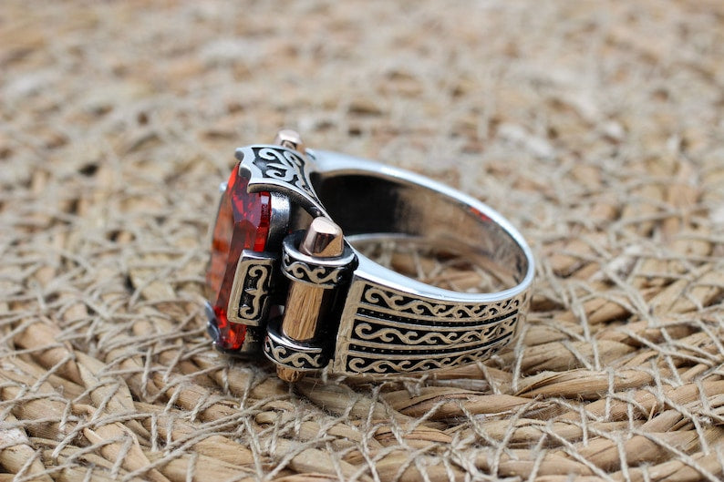 Ruby Silver Ring-Turkish