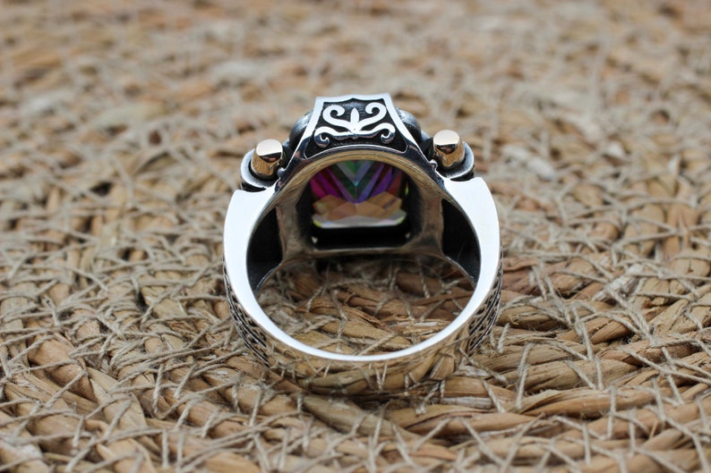 Mystic Topaz Silver ring for Men-Turkish