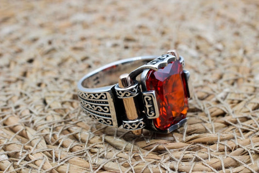 Ruby Silver Ring-Turkish