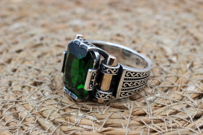 Emerald Silver ring-Turkish Design