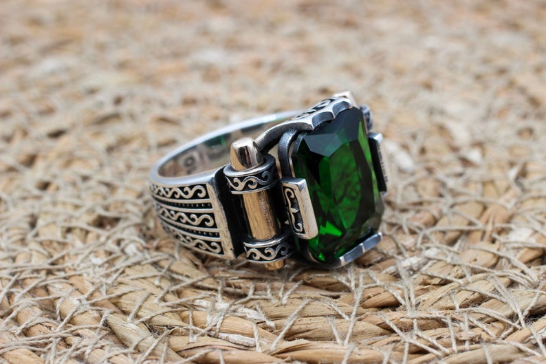 Emerald Silver ring-Turkish Design