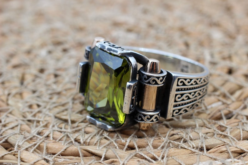 Peridot  Silver ring for Men-Turkish