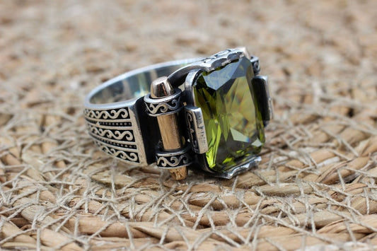 Peridot  Silver ring for Men-Turkish