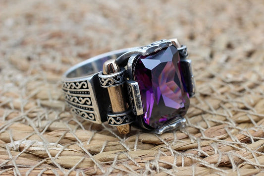 Amethyst Silver ring-Viking