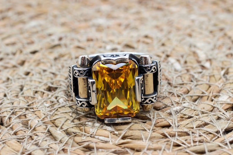 Citrine Silver ring for Men- Turkish