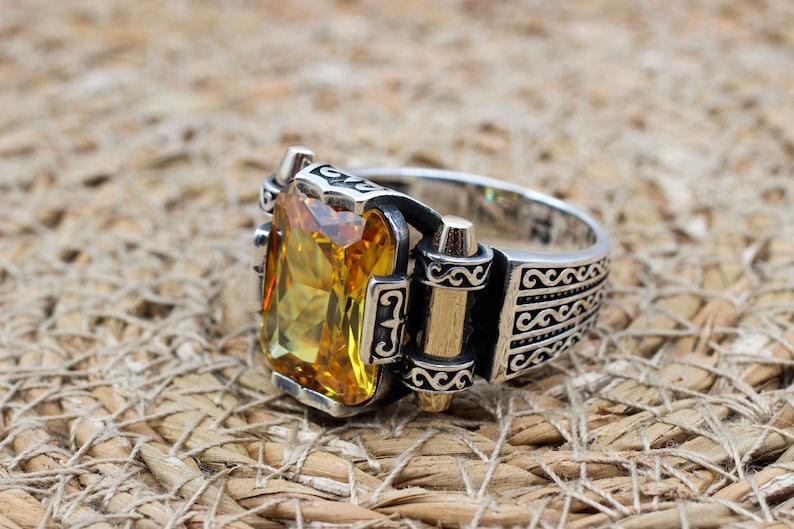 Citrine Silver ring for Men- Turkish