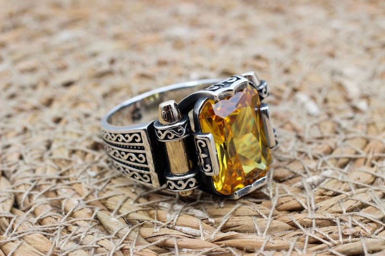 Citrine Silver ring for Men- Turkish